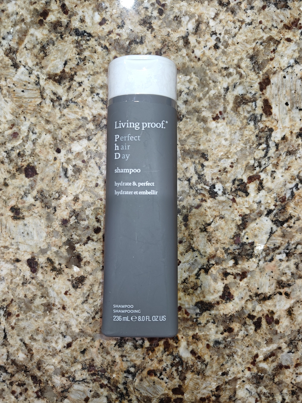 Living Proof Perfect Hair Day Shampoo — Gray and White